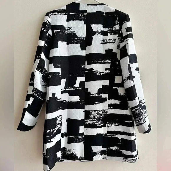 GUMP'S Black and White Abstract Long Jacket, Brush Strokes Jacket, Size Small - Picture 12 of 16